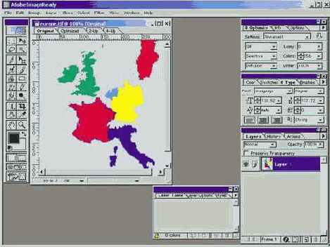 Главное окно ImageReady
